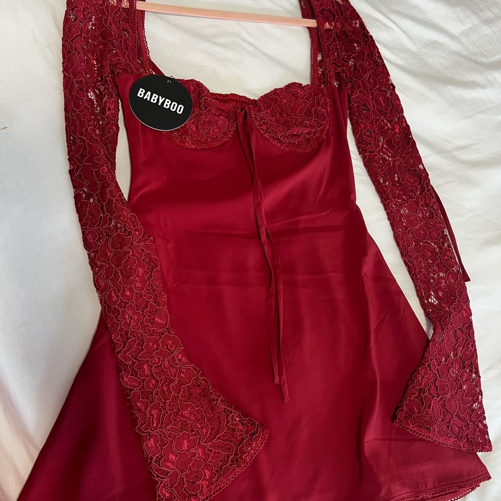 Babyboo Burgundy Lace Dress